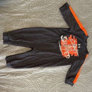 Under Armour Charcoal and Neon Orange Baby Jumpsuit